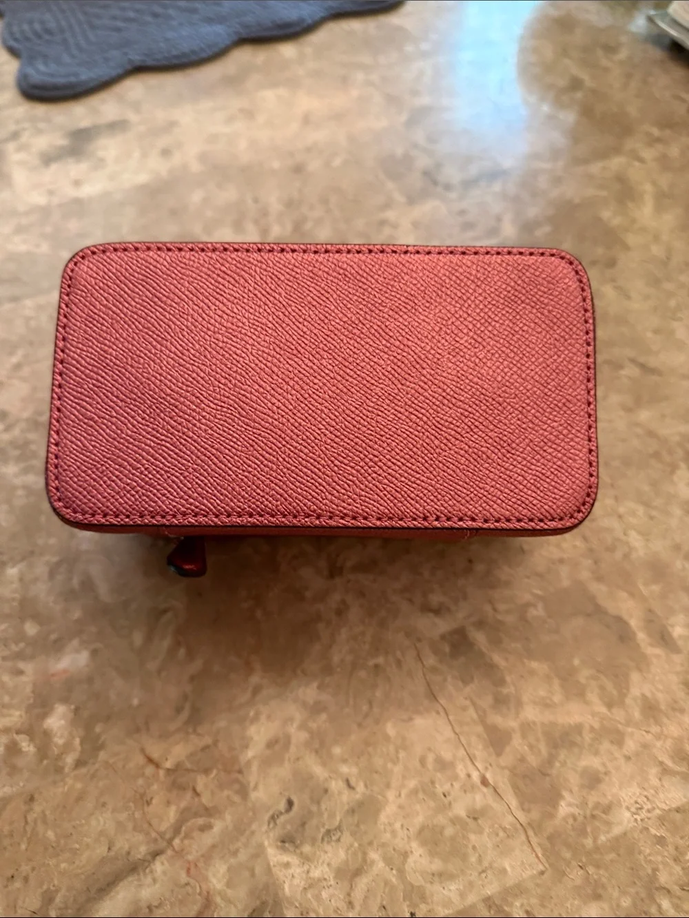 Coach Rose Pink Saffiano Jewelry case  with Gold Logo GUC suede inside